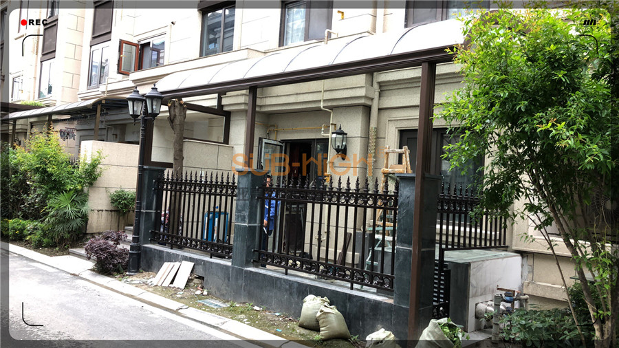 两河院子弧形阳光顶和雨棚安装完毕！